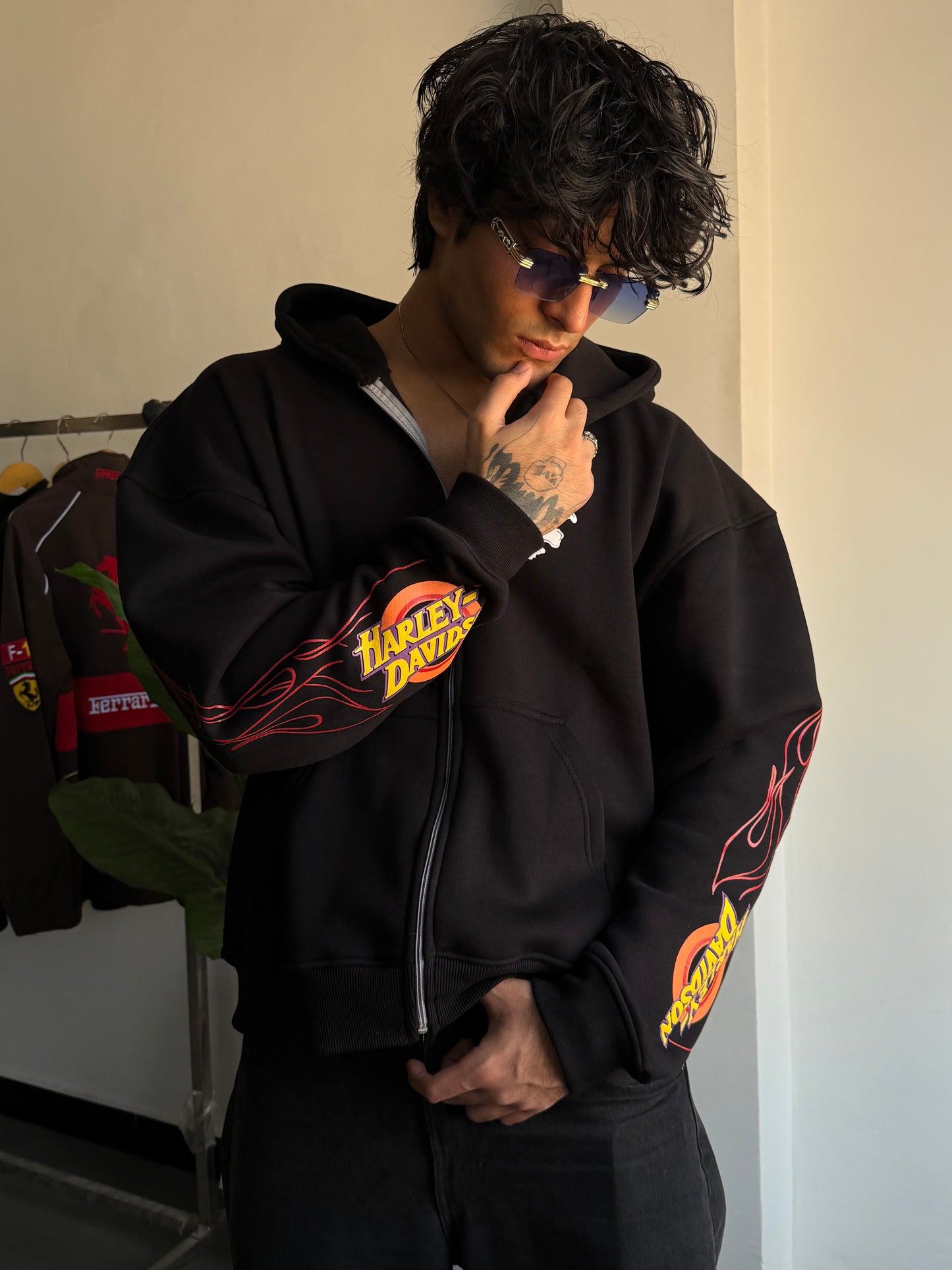 VINTAGE Y2K STYLE HARLEY  HOODED ZIPPER