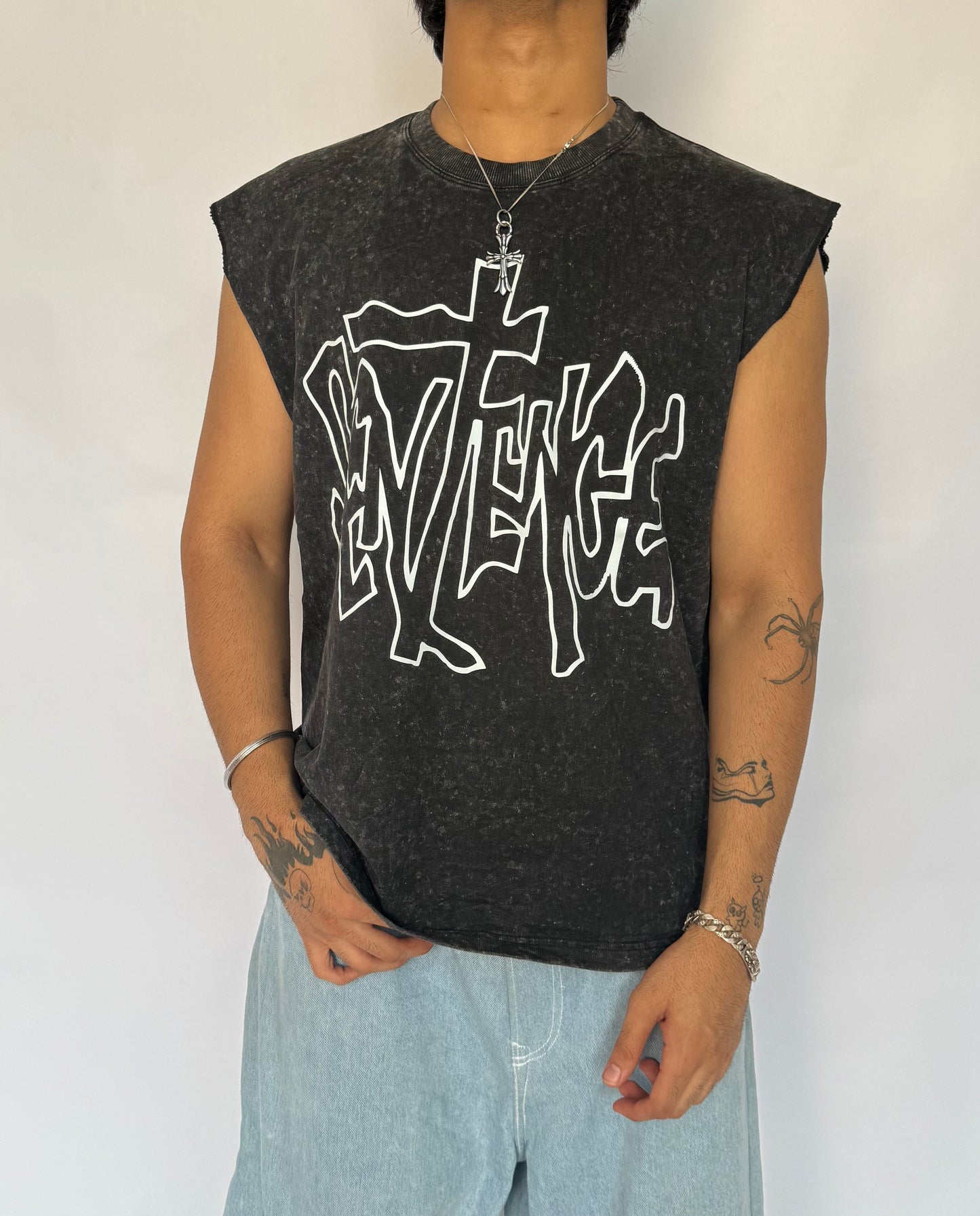 ELLC STUDIO ACID WASH SLEEVES TEE