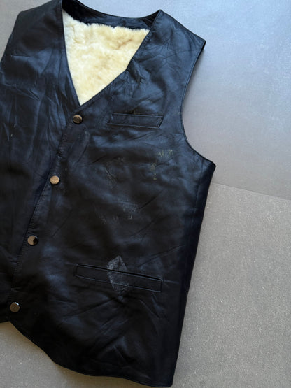 VINTAGE FUR LEATHER VEST