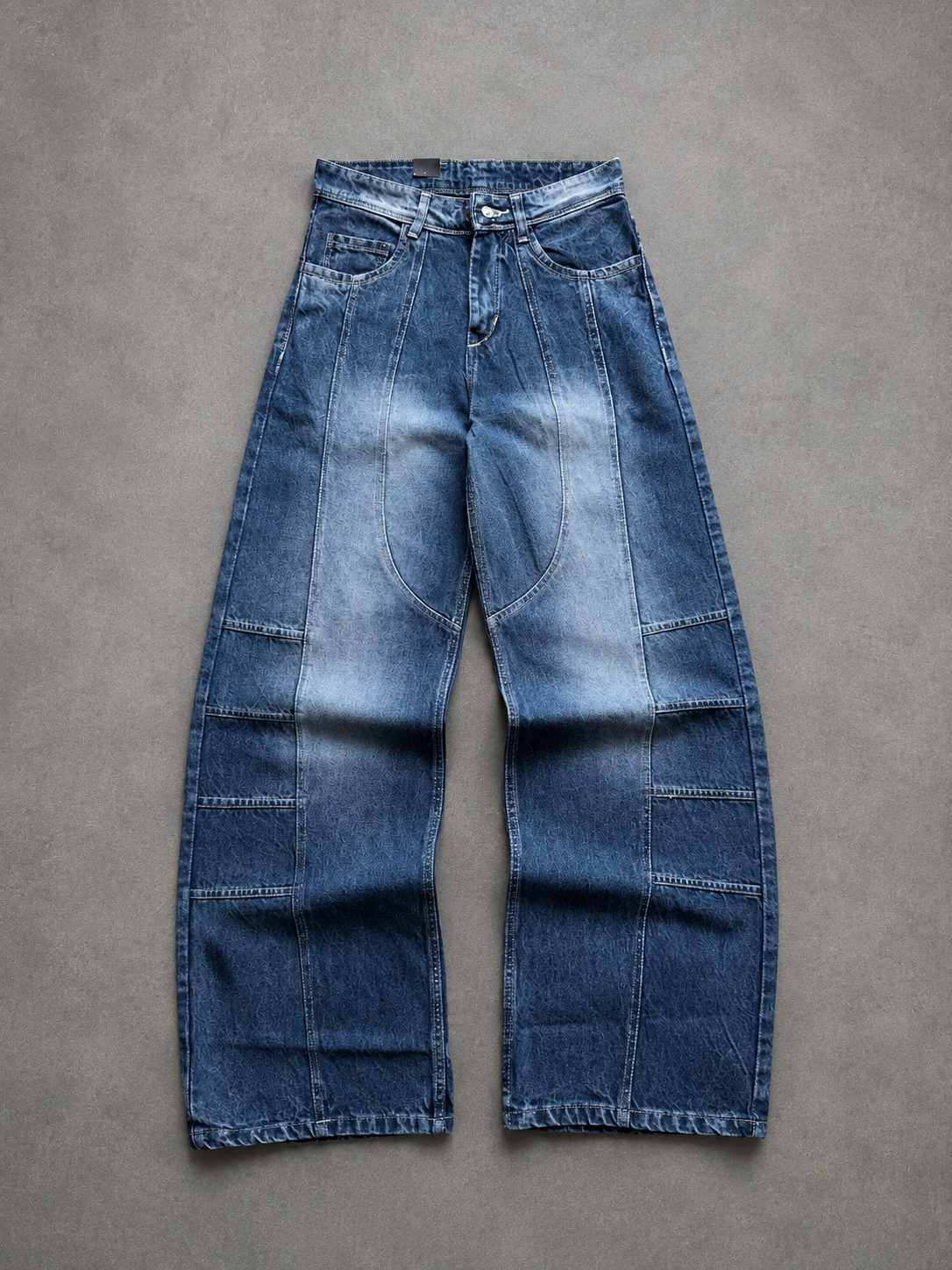 WASHED PANEL WIDE LEG DENIM