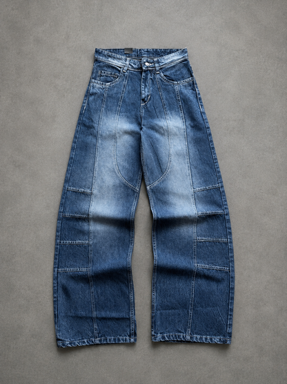 WASHED PANEL WIDE LEG DENIM