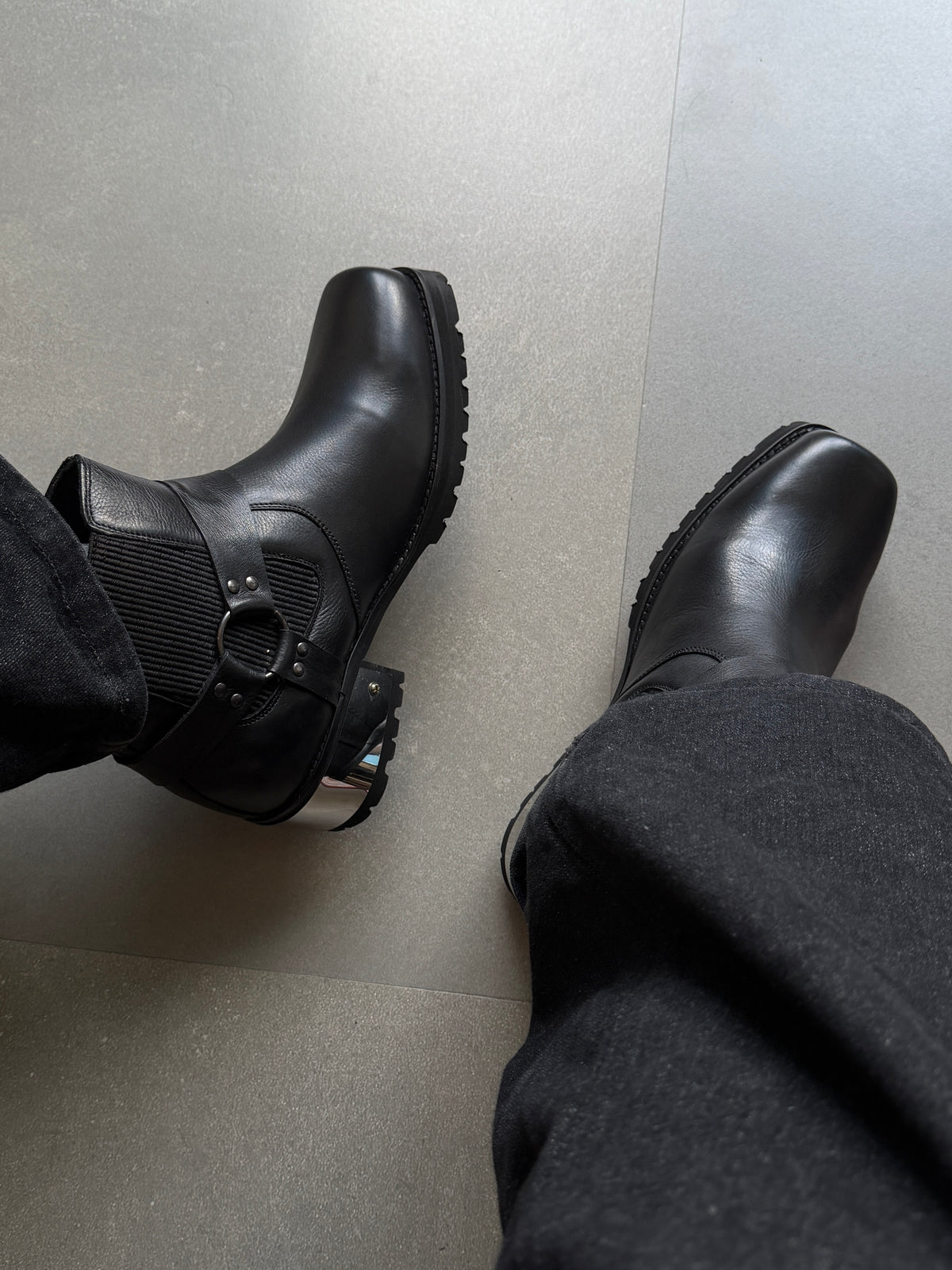 VINTAGE STYLE HARNESS GENIUNE LEATHER BOOTS
