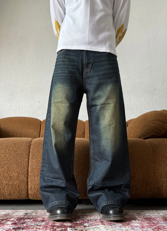 WASHED WIDE LEG BAGGY DENIM