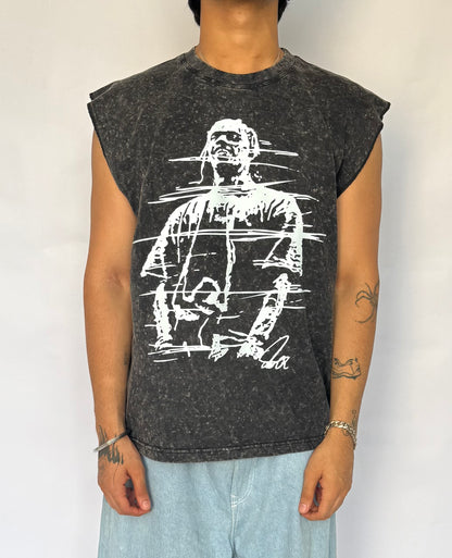 ELLC STUDIO ACID WASH SLEEVES TEE