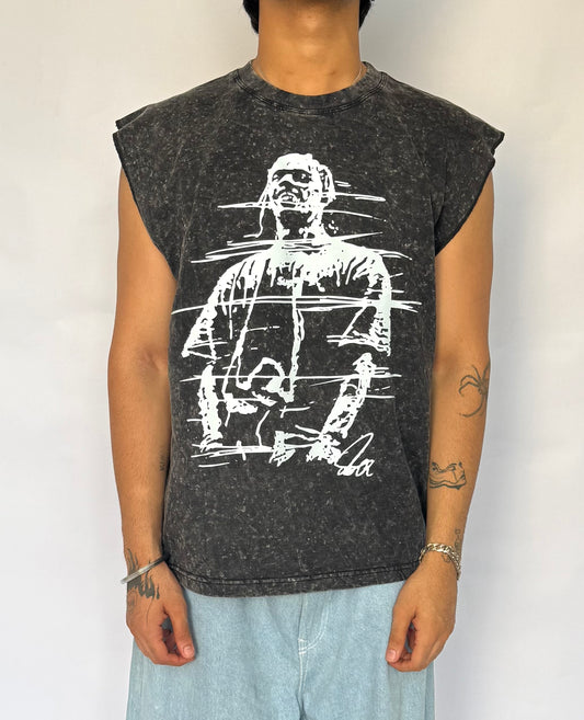 ELLC STUDIO ACID WASH SLEEVES TEE