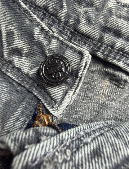 WASHED GREY PANEL WIDE LEG DENIM