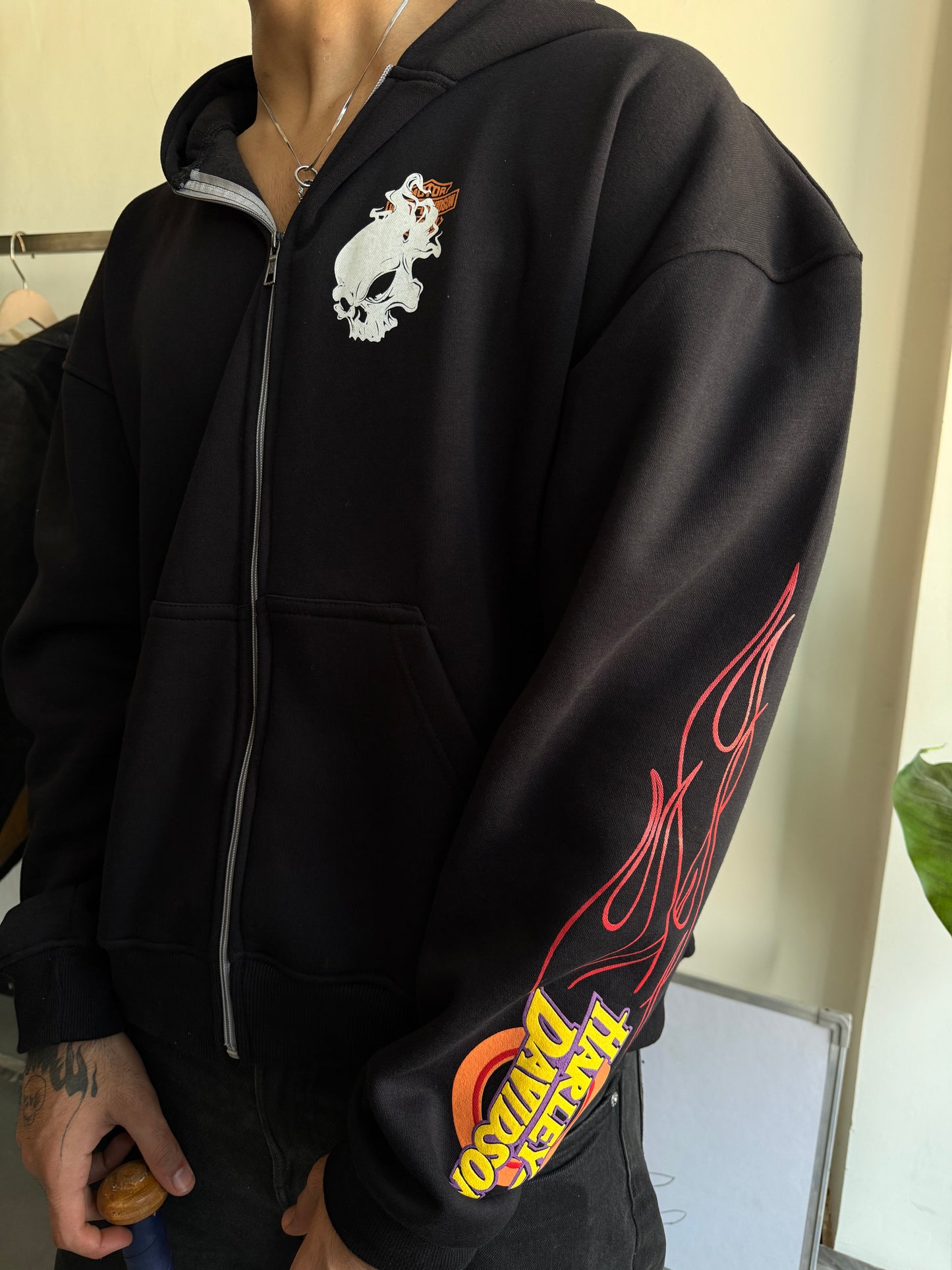 VINTAGE Y2K STYLE HARLEY  HOODED ZIPPER