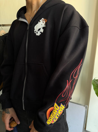 VINTAGE Y2K STYLE HARLEY  HOODED ZIPPER