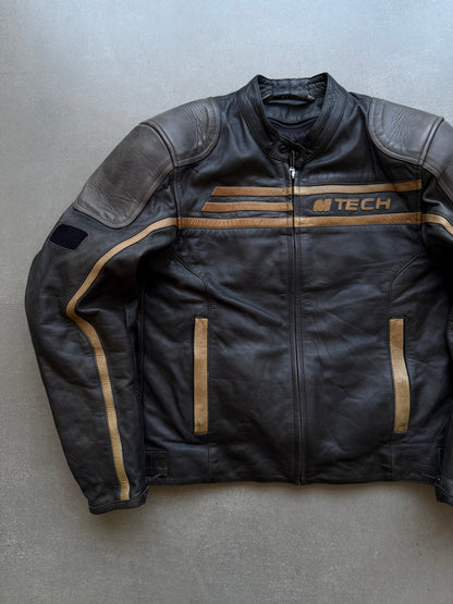 VINTAGE RARE M TECH ITALY LEATHER RACING JACKET (Safety pads)