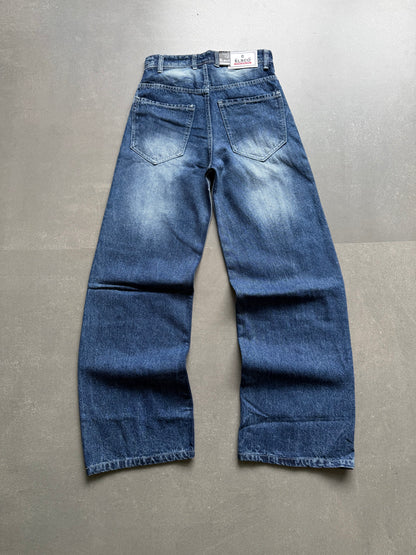 WASHED PANEL WIDE LEG DENIM