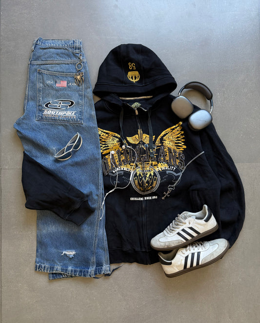 VINTAGE DG LONDON DESIGNS HOODED ZIPPER