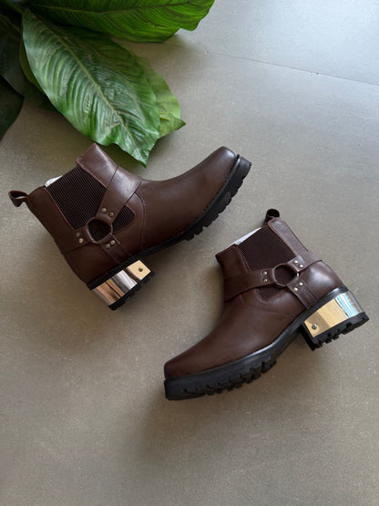 VINTAGE SYTLE HARNESS GENIUNE LEATHER BOOTS