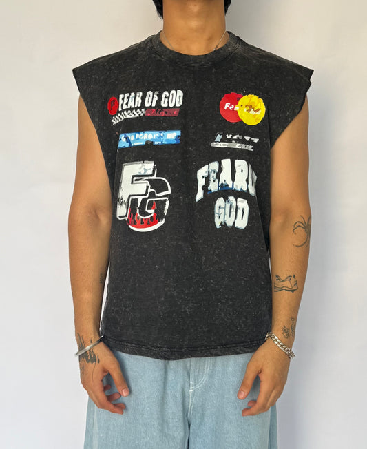 ELLC STUDIO ACID WASH SLEEVES TEE