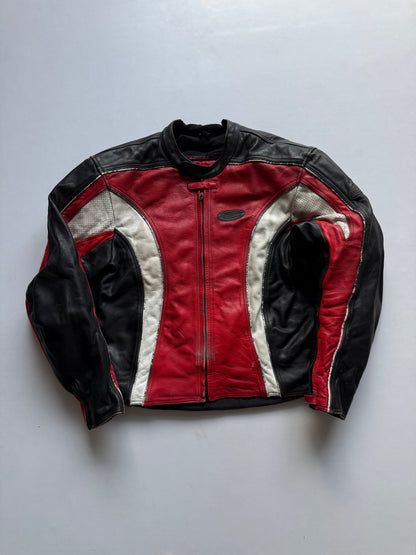 VINTAGE LEWIS ORIGINALS LEATHER BIKER JACKET 
(Rare find) (safety pads)