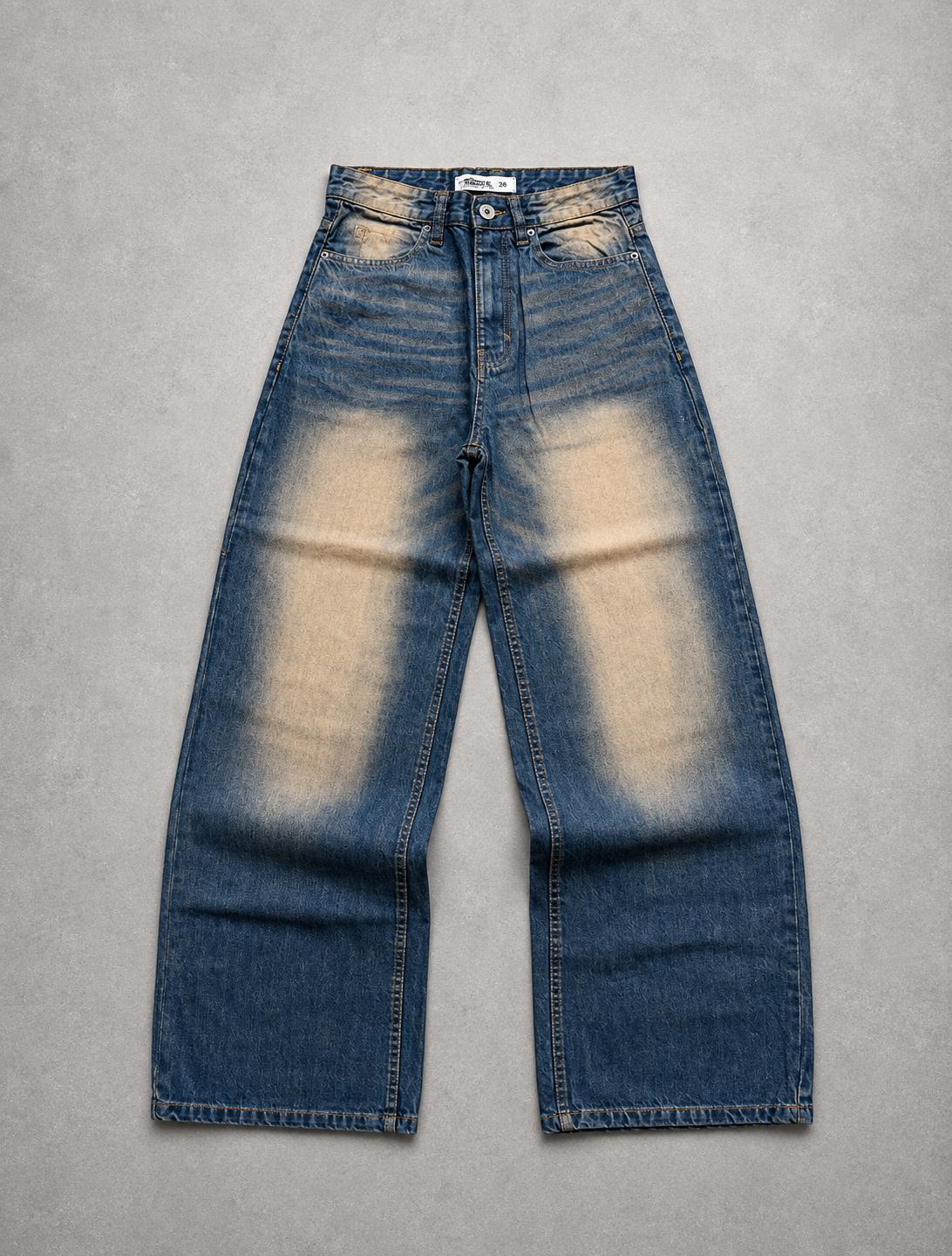 WASHED WIDE LEG BAGGY DENIM