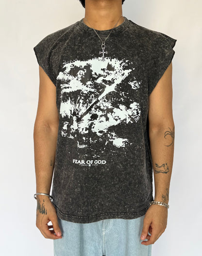 ELLC STUDIO ACID WASH SLEEVES TEE