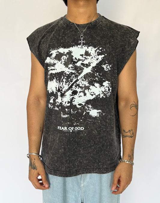 ELLC STUDIO ACID WASH SLEEVES TEE