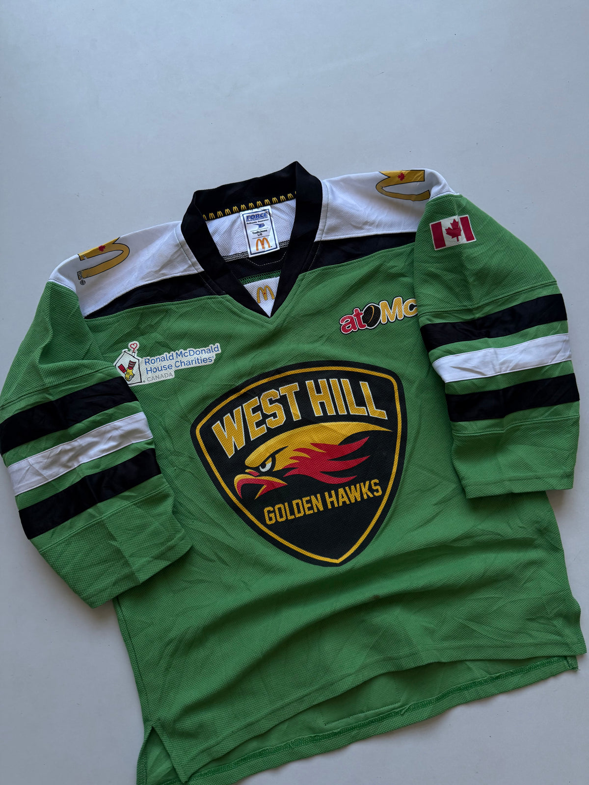 VINTAGE ATO MC WEST HILL GOLDEN HAWKS HOCKEY JERSEY