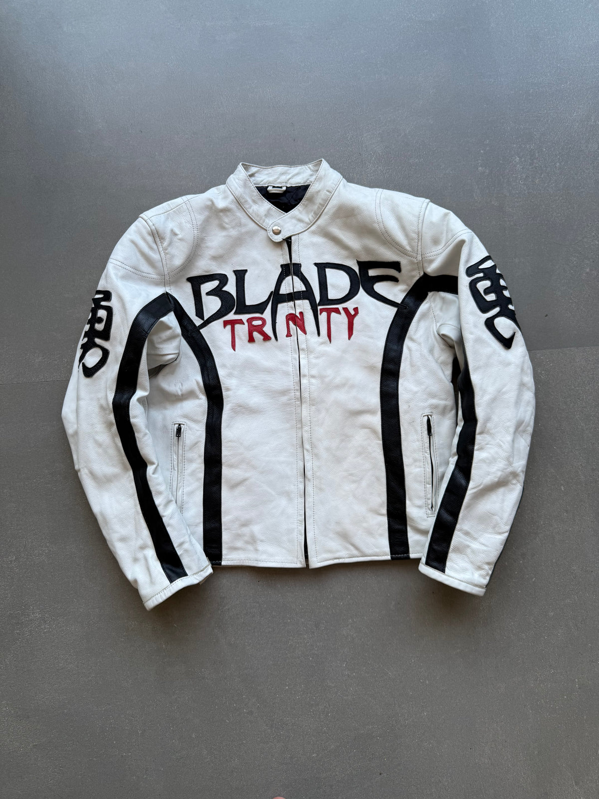 VINTAGE RARE BLADE TRNTY LEATHER RACING JACKET