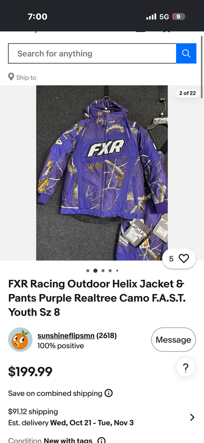 VINTAGE RARE FXR RACING HELIX REALTREE CAMO JACKET