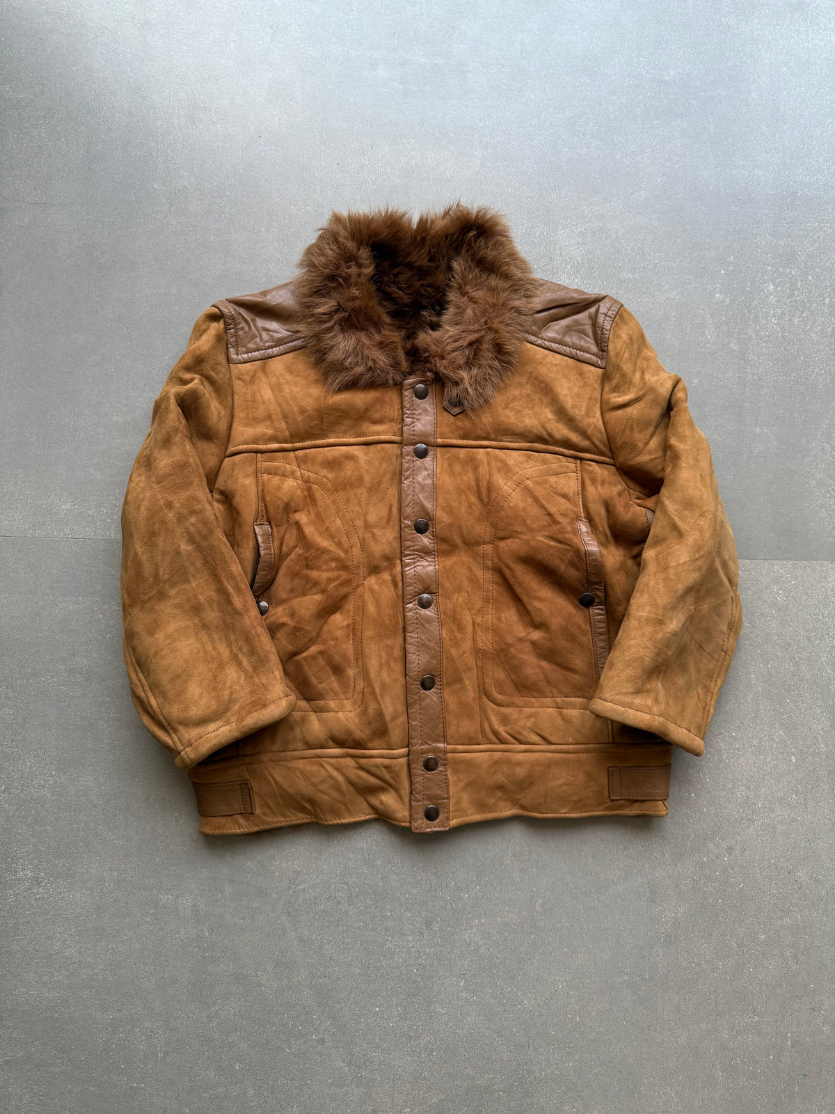 VINTAGE HEAVYWEIGHT COAT SUEDE FUR LEATHER JACKET
