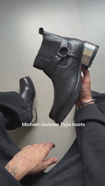 VINTAGE SYTLE HARNESS GENIUNE LEATHER BOOTS
